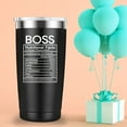 thumbnail image 3 of Boss Nutritional Facts Travel Mug Tumbler.Boss Day,Boss Lady,Office Gifrs,Leaving Appreciation Retirement Gifts for Bosses Manager Men Women.(20 oz Black), 3 of 6