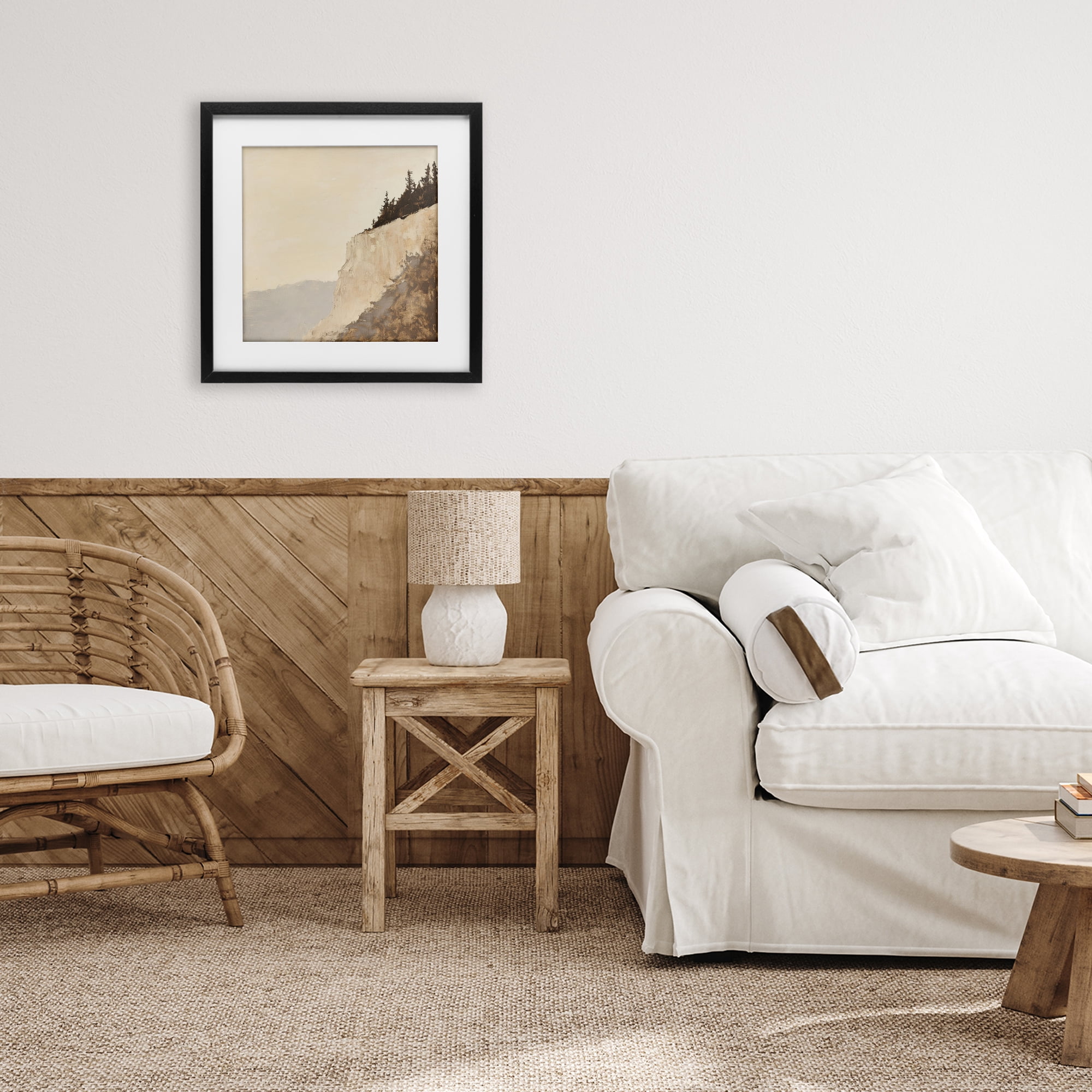 Stupell Industries Serene Cliffside Vista Black Framed Print Under Glass, design by Petal Prints Design