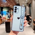 thumbnail image 5 of Compatible with Samsung Galaxy A24 4g Phone Case with Cute Love Heart Wrist Strap Kickstand Luxury Plating Side Elegant Heart Pattern Cover Soft Shockproof Stand Holder Bumper (Blue), 5 of 10
