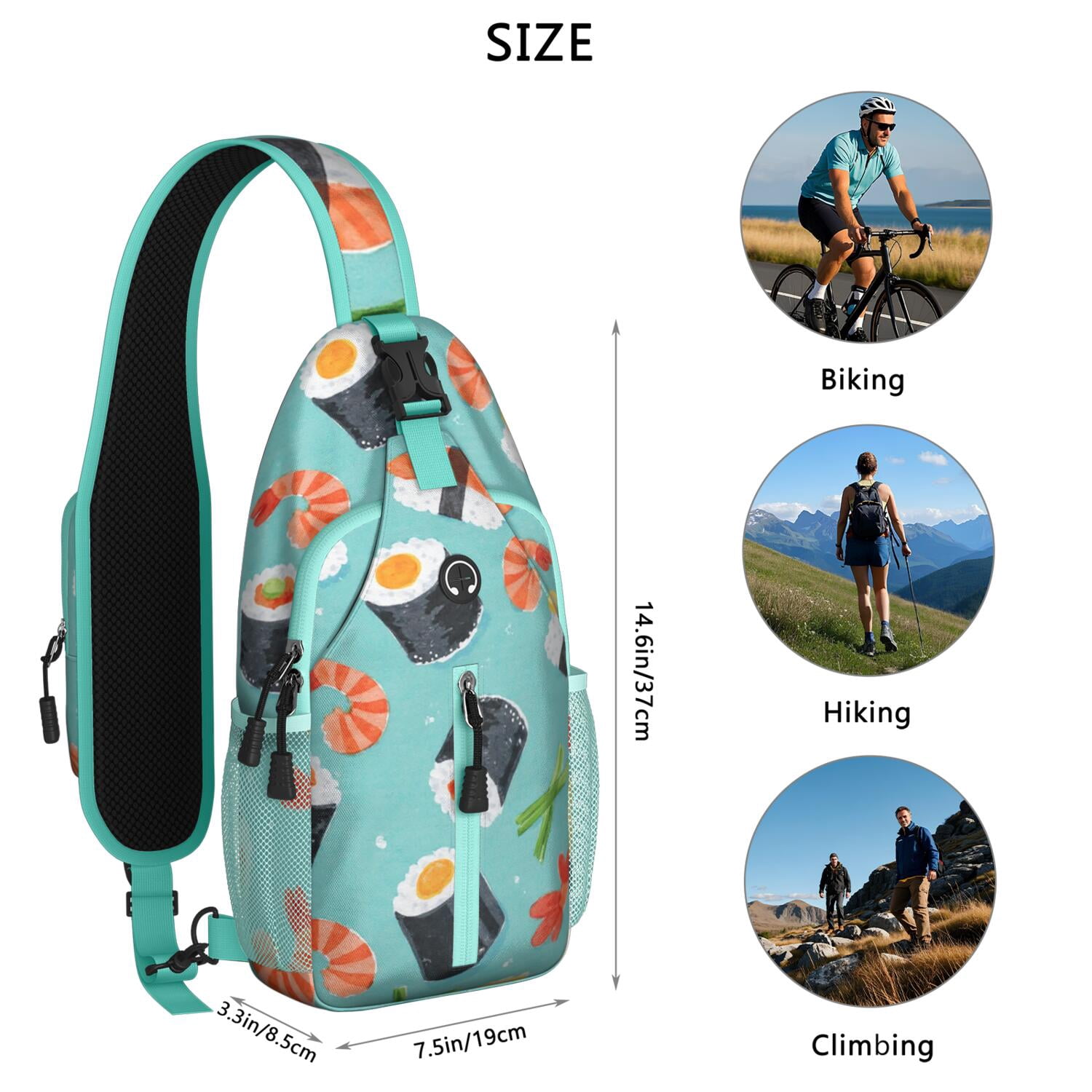 Chest Bag Crossbody Shoulder Bag Crossbody Shoulder BagHiking Sling Backpack for Men Women Travelers Sushi