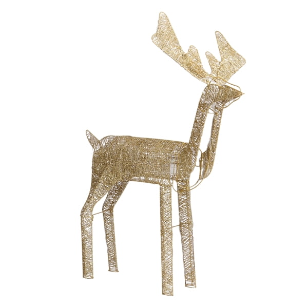 43.5" Lighted Animated Reindeer Christmas Decoration, 120 Warm White LEDs, Motorized Head-Shaking Design for Indoor, Outdoor Use