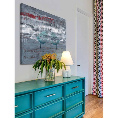 "Two Blue Birds" Painting Print on Wrapped Canvas