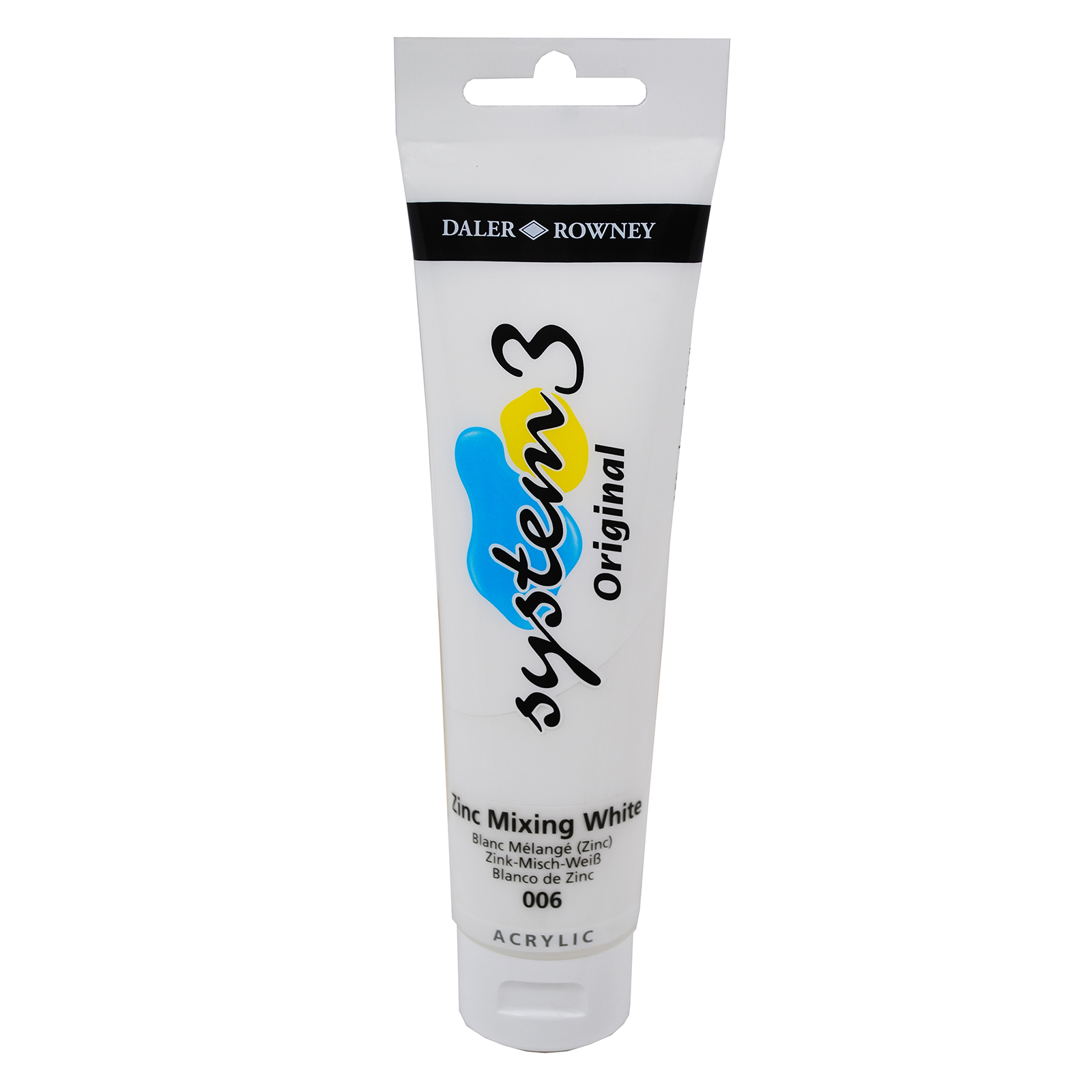 DalerRowney Original System 3 Acrylic, 150ml Tube, Zinc Mixing White
