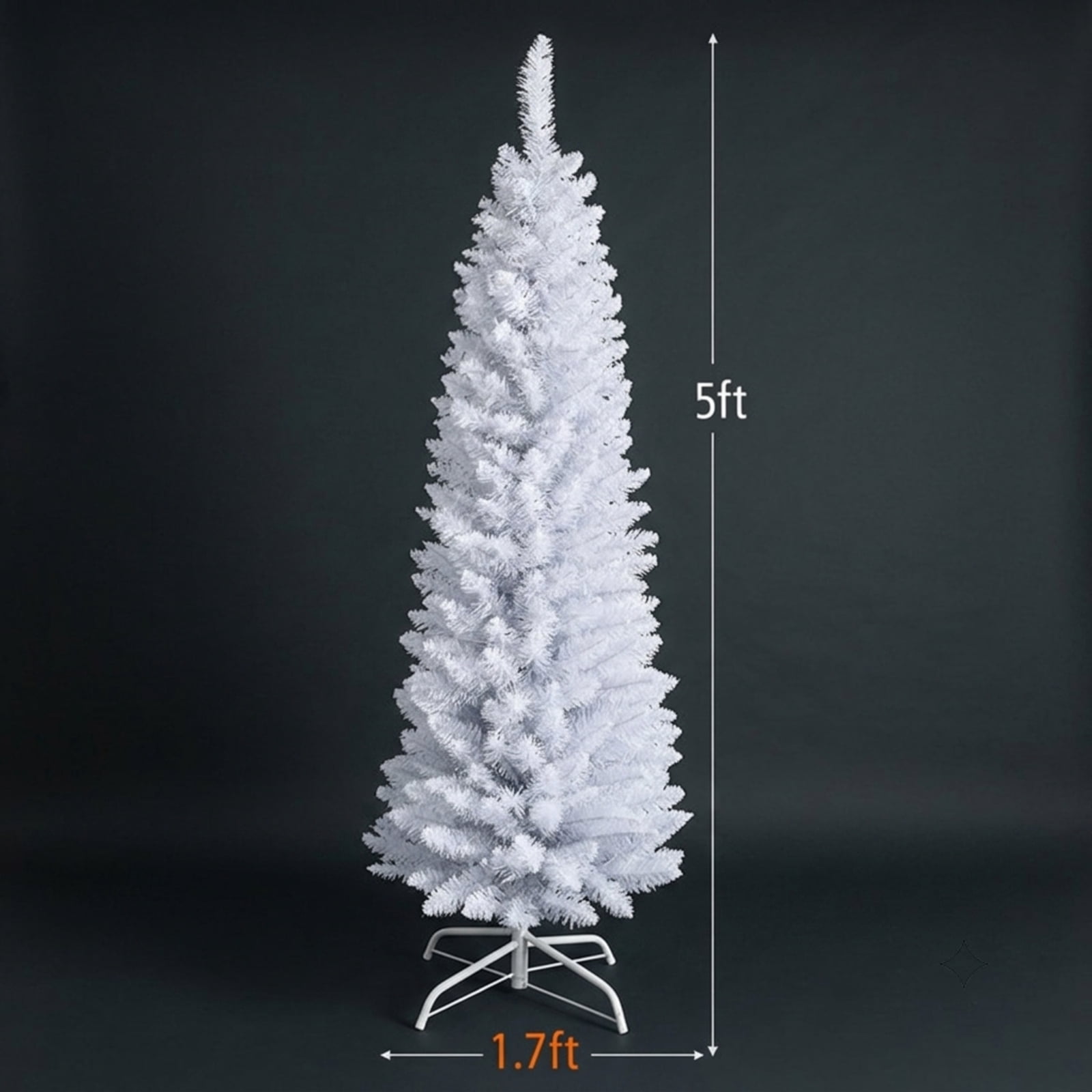 RUIE, 6 ft, Artificial Christmas Tree, 6 Ft White Pencil Tree, 340 Branch Tips, White, Hinged Branches for Christmas Party Living Room Decor