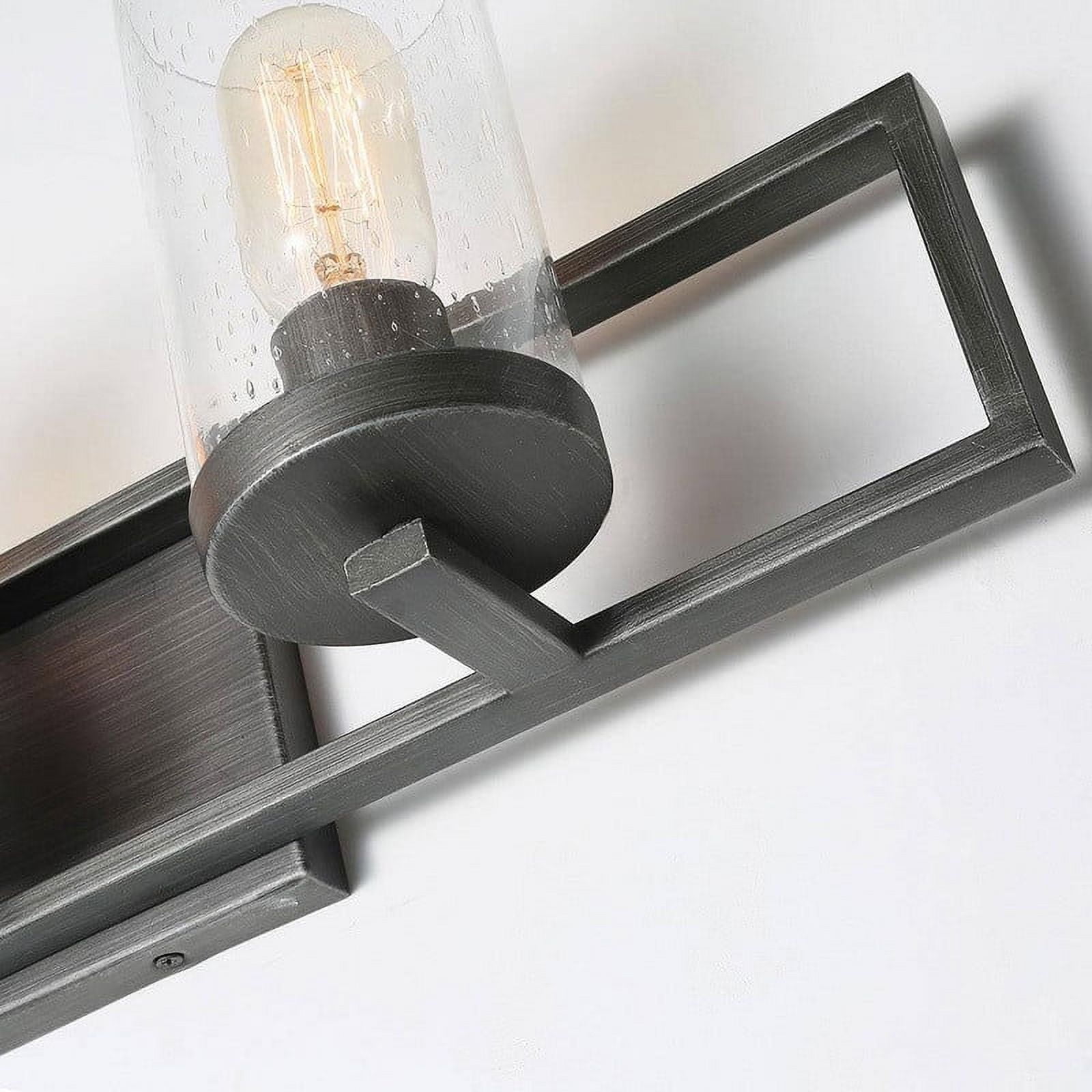 LNC 4-Light Bushed Grey with Seed Glass Farmhouse Bathroom Vanity Light
