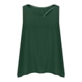 thumbnail image 5 of Summer Tank Tops For Women Solid Color Round Neck Back Slit Casual Green Tank Tops Loose Fit S-L, 5 of 7