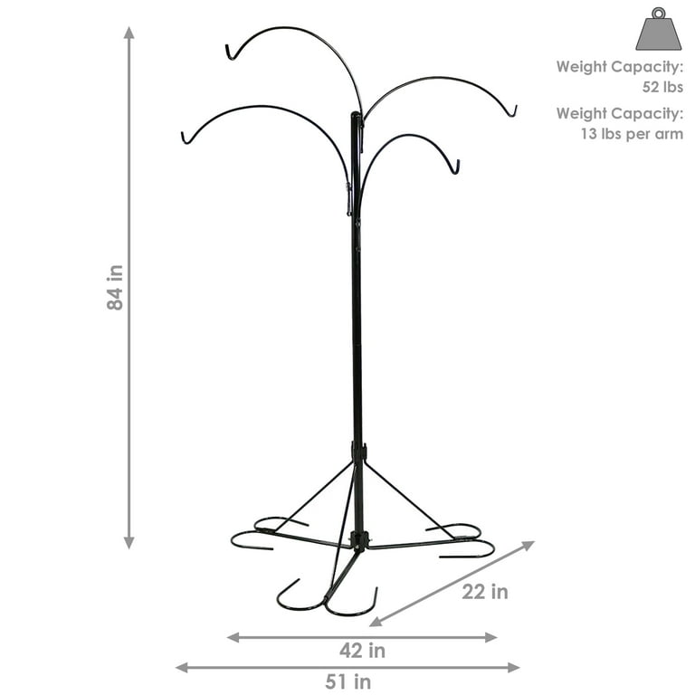 Sunnydaze Black Steel Hanging Basket Plant Stand with