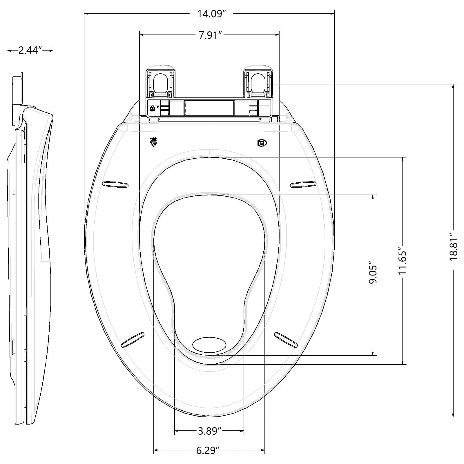 Elongated Toilet Seat with Built In Potty Training Seat, Slow Close Family Toilet Seat with Cover for Adults and Toddlers, Easy to Clean and Stain-Resistant, Almond