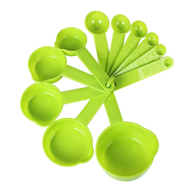 Bewildely 11 unidades/juego de tazas medidoras, herramientas de medición de cocina graduadas, cucharas de medición de plástico para el hogar Herramientas y accesorios para hornear Verde Bewildely HA001847-02
