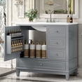 thumbnail image 2 of Euroco 36" Bathroom Vanity with Ceramic Sink, Multi-Size Drawers, Cabinet Storage & Iron Hardware, Freestanding Design, 2 of 9