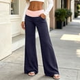 thumbnail image 2 of Lmueinov Womens Color Block Yoga Pants with Pockets High Waisted Soft Flowy Trousers Full Length Loungewear Pants For Women Daily Workout, 2 of 6