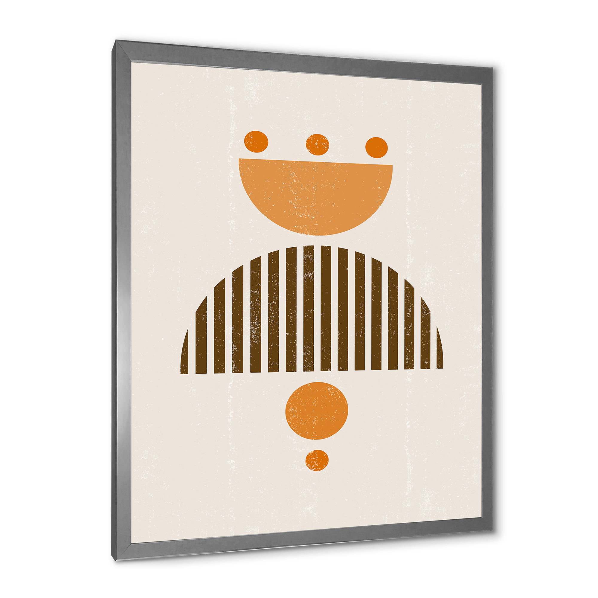 Designart 'Abstract Minimal Moon and Sun In Earth Tones II' Modern Framed Art Print