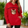 thumbnail image 2 of adviicd Womens Oversized Hoodies Cat Pouch Sweatshirts Long Sleeve Pullover Fashion Clothes with Pet Carrier Pocket (Red, 3XL), 2 of 9