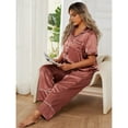 thumbnail image 3 of Plus Size Pajama Set for Women 2 Piece Sleepwear Button Short Sleeve Shirt and Long Pants Soft Oversize Loungewear, 3 of 7
