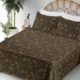 thumbnail image 3 of Ambesonne Paisley Themed Fitted & Flat Sheet with Shams 4 Pcs Set, Boho Damask Grunge, Queen, Charcoal Grey and Dark Khaki, 3 of 5