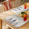 thumbnail image 4 of Blue Gnomes Coastal Placemats Set of 4 Summer Beach Eucalyptus Leaves Rustic Place Mats Indoor Wipeable Table Mats Washable Dining Table Placemats for Kitchen Holiday Party Home Decor 13x19 Inch, 4 of 9