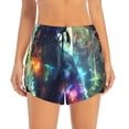 thumbnail image 2 of Balery Cosmic Cat In Window Pantalones cortos deportivos para mujer con forro y dos bolsillos, elásticos, para entrenamiento, gimnasio, yoga-X-Large, 2 of 7