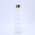 thumbnail image 2 of Botella de agua de oro blanco esmerilado de 1 l - Botella de agua de diseño de plástico con marcador de tiempo motivacional, sin BPA - Botella deportiva a prueba de fugas para gimnasia, desintoxicació, 2 of 5