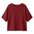 thumbnail image 4 of Women's 3/4 Sleeve Round Neck Blouse Casual Summer Top, 4 of 5