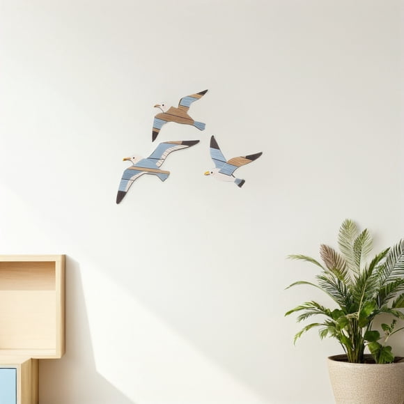 CTIRCHIU 3Pcs Style Wood Seagull Wall Decor for Ocean Inspired Coastal Theme Beach Wall Art