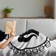 thumbnail image 3 of Queen Soft Flannel Fleece Blanket, Profile Silhouette of Princess in Frame with Victorian Details Young Noble Woman, Cozy Plush for Indoor and Outdoor Use, 50" x 60", Black and White, by Ambesonne, 3 of 5