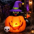thumbnail image 2 of Inflable Halloween Calabaza Gato Negro Brujo 1.52m Luz Led, 2 of 7