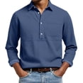 thumbnail image 3 of HOMADLES Men's polo Shirt Long Sleeve Breathable Soft Loose Fit Tops Collared Shirt for Work Dark Blue Size L, 3 of 6