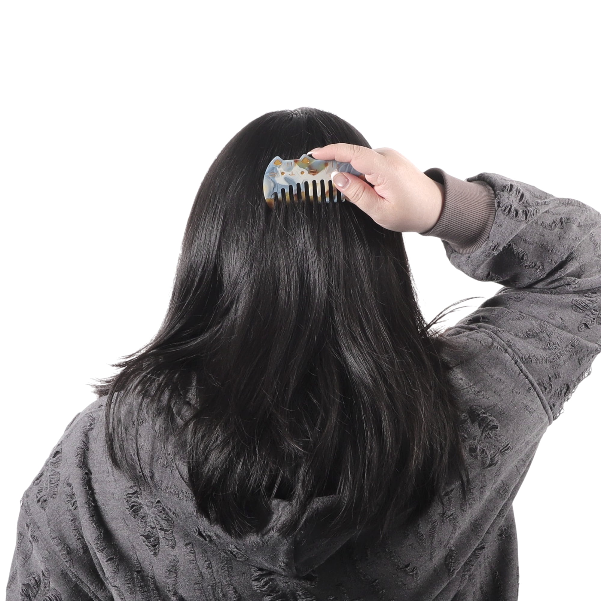 Unique Bargains 1 Pc Women Durable Cute Cat Comb Designed for All Hair Types Blue