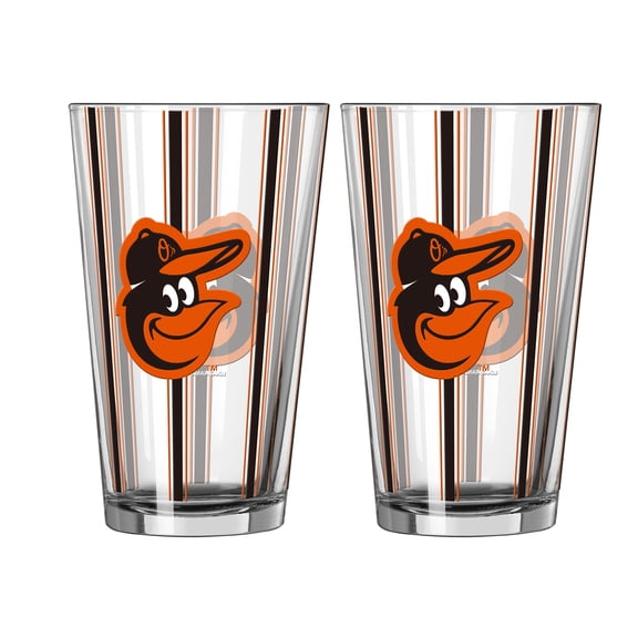Logo Brands Baltimore Orioles Two-Piece 16oz. Striped Pint Glass Set