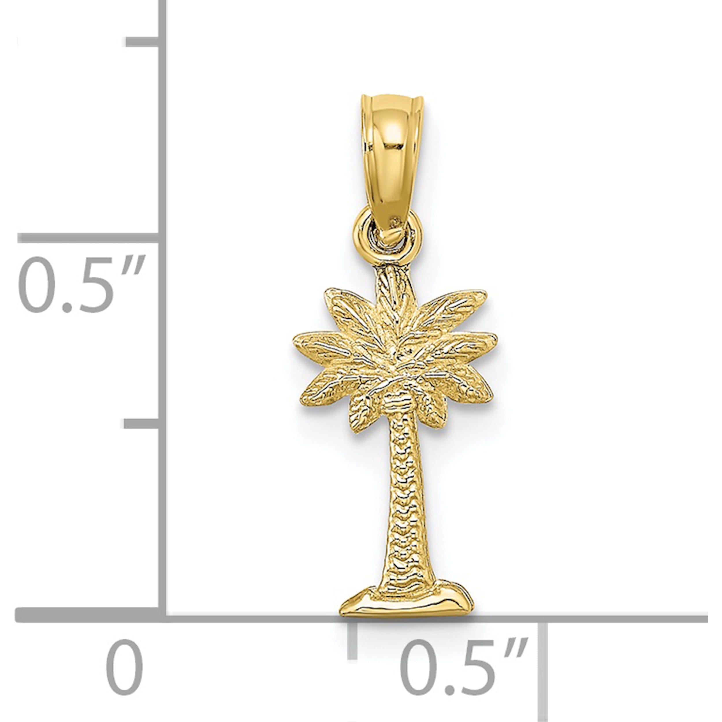 10K Textured Mini Palmetto Palm Tree Charm Yellow Gold Material Alluring Sparkle-worthy Unique A thoughtful gift for anniversaries birthdays or special occasions