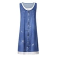 thumbnail image 4 of Summer Sleeveless Dresses for Women Fake Two Pieces Dress Faux Denim T-Shirt Dress Knee Length Casual Loose Sundress, 4 of 6
