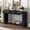 Black, variant on Mintazer 60" Modern Console Table, Entryway Table with 3 Drawers & Open Shelf, Long Sofa Table with Semi-Circular Design for Entryway Living Room, Black
