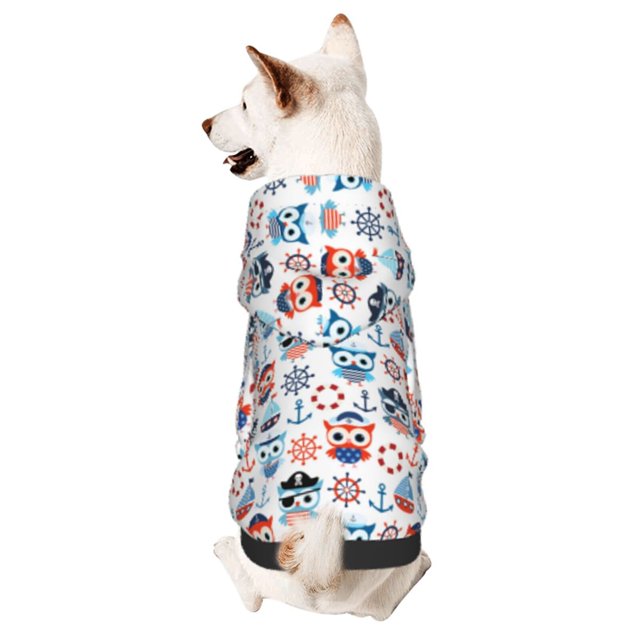 Balery Nautical And Pirate Owls Sudadera con Capucha para Perros Pequeños – Ropa para Mascotas, Disfraz para Perros y Gatos, Ideal para Fiestas y Cosplay-Large