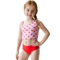 thumbnail image 2 of Fozruso Girls Two Piece Swimsuits Cute Heart Stripe Print Summer Beach Swimwear For Toddler Kids Photo Shoot 2 Piece Bikini Swimsuit Sizes 4-5 Years, 2 of 6