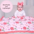 thumbnail image 3 of LollyBanks Baby Girl Ruffle Blanket, Organic Cotton Muslin Crib Quilt, 40 x 36 in, Pink Farm Print, 3 of 8