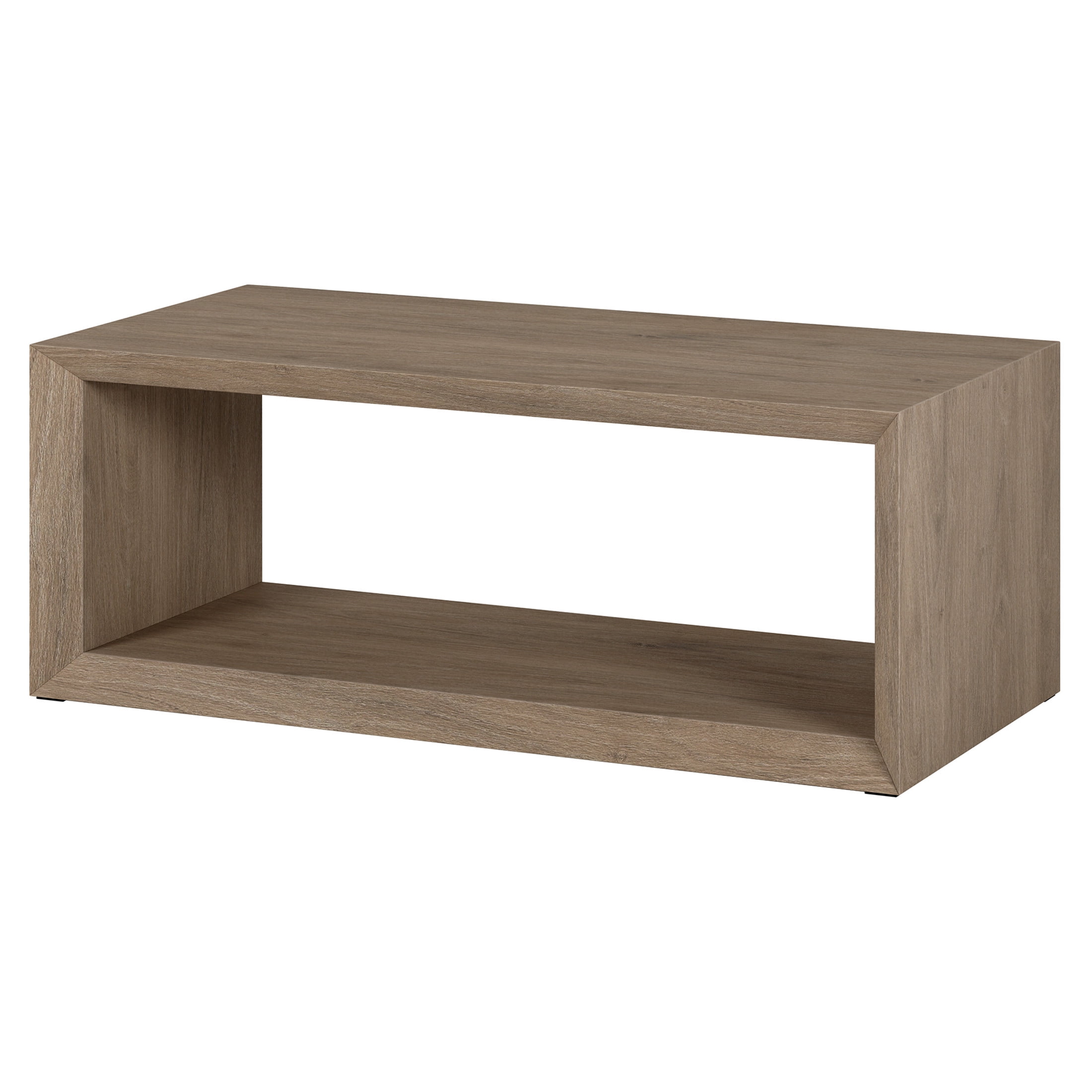 Evelyn&Zoe Osmond Storage Medium Density Fiberboard Coffee Table, Antiqued Gray Oak