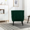 thumbnail image 6 of Xukmct Velvet Accent Chair with Wood Legs, Upholstered Club Chair Armchair for Living Room, Bedroom, Office, Dark Green, 6 of 10