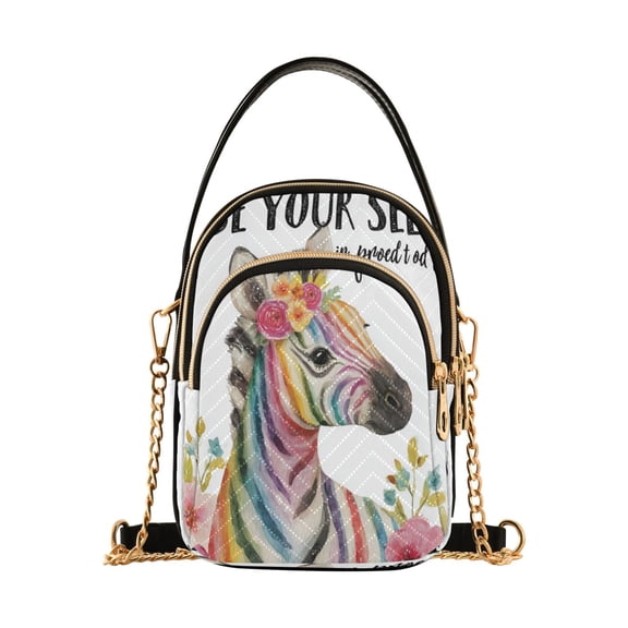 IAUYY Small Crossbody Bags for Women 15*21*8cm Leather Purses for Women Removable Strap with 3 Zipper Pocket Applicable to Birthday Gifts for Women,Zebra