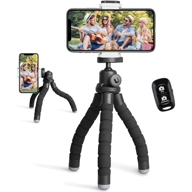 UBeesize Trépied pour téléphone portable, trépied pour appareil photo  portable avec télécommande Bluetooth, compatible avec iPhone et téléphone  Android, idéal pour les selfies/vlo 