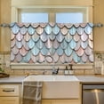 thumbnail image 2 of Yayeee Kitchen Curtains Set of 2 Light Filtering 57"x24" Over Sink Window Panels, Blue Shimmering Pattern, 2 of 7