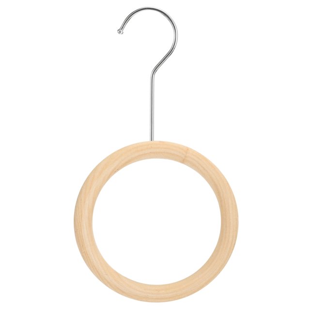 Unique Bargains 4.7 Inch Scarf Ring Hanger Wooden Circle Scarf Holder, 15cm Length Hook Silver