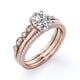 thumbnail image 4 of JeenMata Anillo de Compromiso Solitario con Engaste Pavé de 4 Puntas Corte Ovalado de 1,5 Quilates, Filigrana Art Déco Milgrain, Conjunto de Trío Nupcial, Baño de Oro Rosa de 18 K sobre Plata, 4 of 6