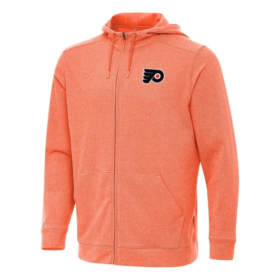 Men's Antigua Heather Orange Philadelphia Flyers Effortless Full-Zip Hoodie Jacket