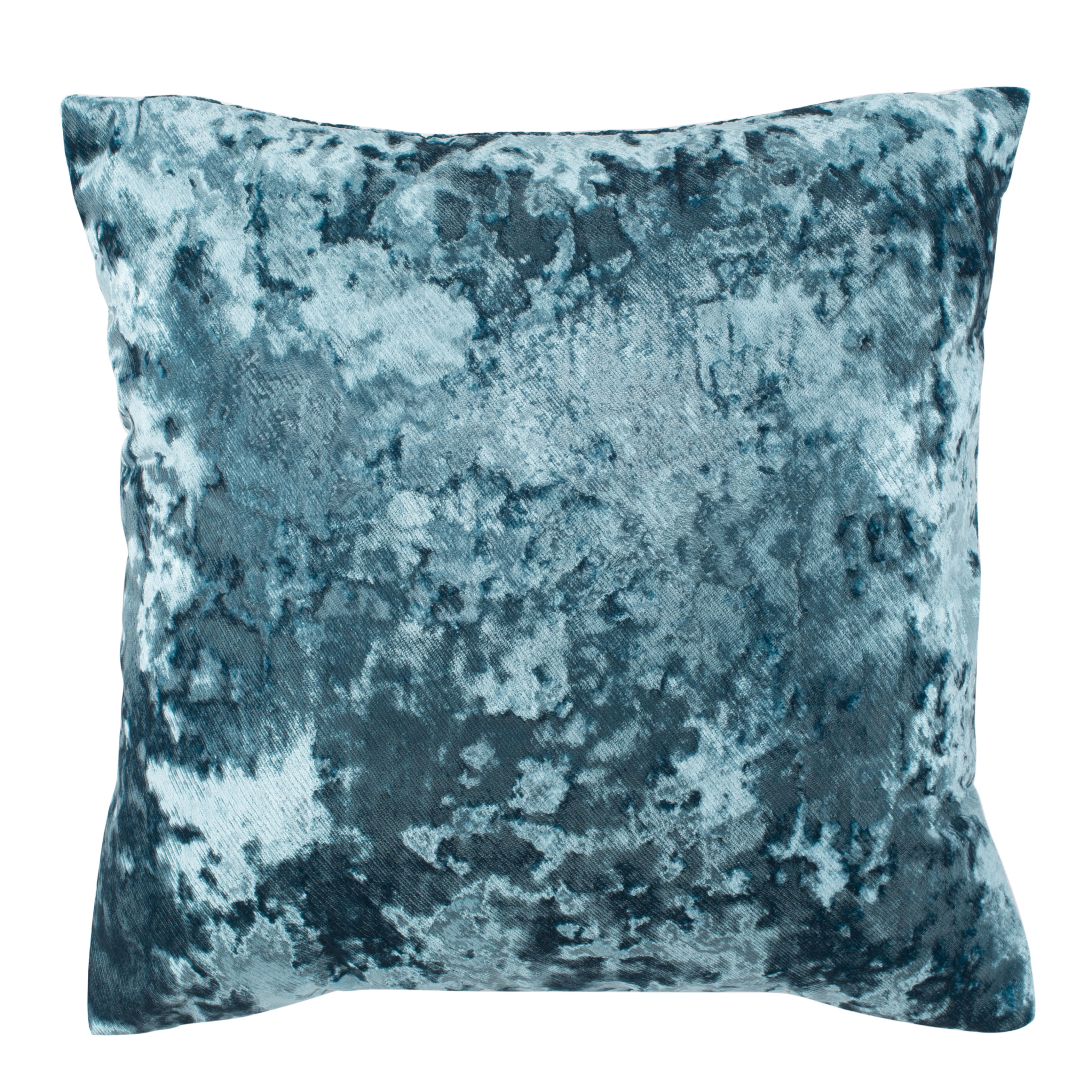 SAFAVIEH Gili 18" x 18" Distressed Solid Plush Pillow, Marine Blue