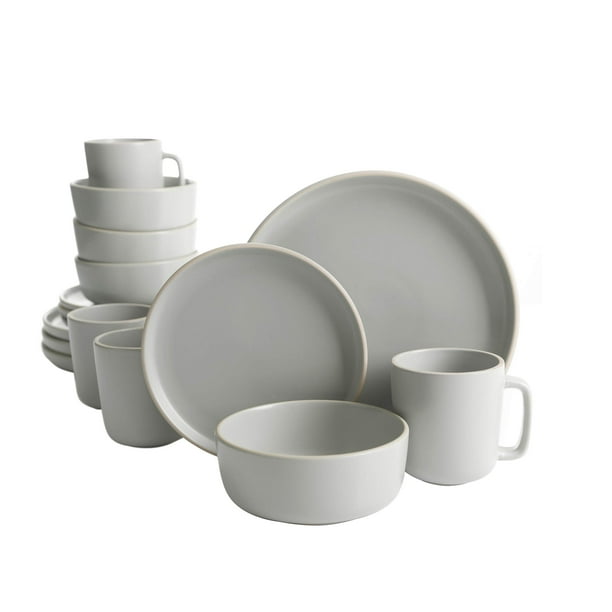 Juego de vajilla de cocina Gibson Home Zuma, 16 piezas, gris claro