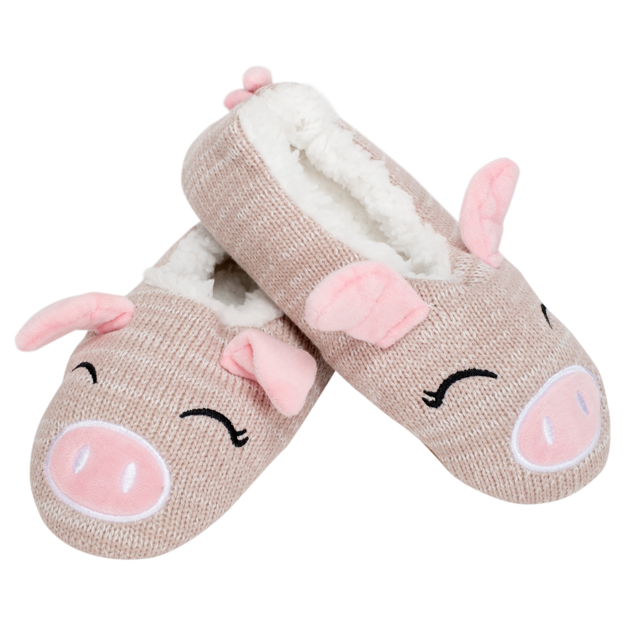 Pink Pig Womens Animal Cozy Indoor Plush Lined Non Slip Fuzzy Soft ...