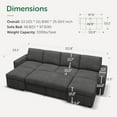 thumbnail image 3 of Marrber U-Shaped Sectional Pull-Out Sofa Bed with Storage Ottoman, Convertible Corduroy Cloud Couch for Living Room, Gray, 3 of 10