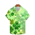 thumbnail image 4 of Ceisia Men's St. Patrick's Day Watercolor Four-Leaf Clover Print Short Sleeve Turndown Collar Stretch Casual Shirt Mint Green XL Gifts, 4 of 5