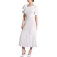 thumbnail image 4 of INSPIRE CHIC Ruffles Short Sleeve Dress Women's Asymmetrical Neck Pleated Hem Midi Summer Dress, 4 of 5