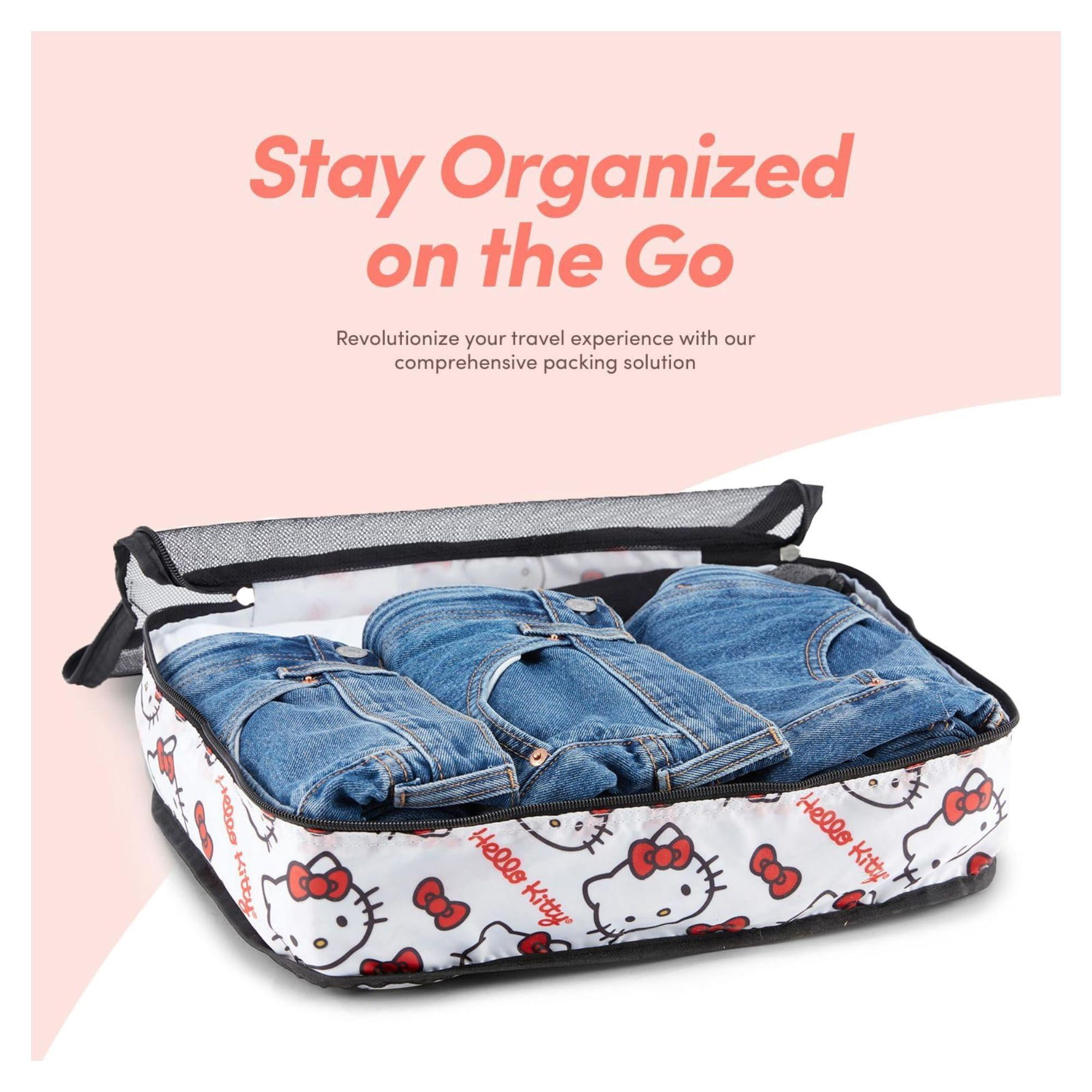 Sanrio Hello Kitty Packing Cubes, 5 Piece Set Travel Essential Packing Case White